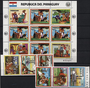 Парагвай, 1985, Книги Марка Твена, 6 марок + лист